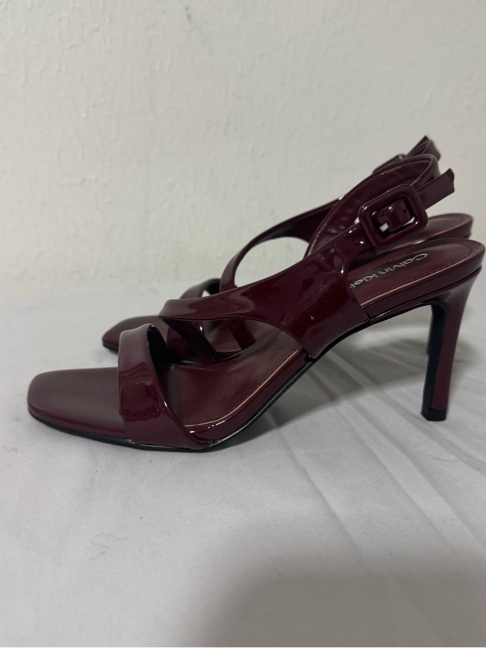 Calvin Klein Women’s Size 5.5M Wine Patent Strappy High Heel Ankle Strap EUC - Picture 2 of 10